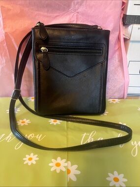 jcpenney Black Leather Crossbody Travel Bag
